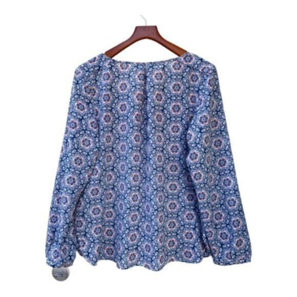 Sanctuary Women's Geometric Print Semi Sheer Peasant Blouse Size Large - Picture 7 of 7